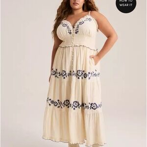 Festi Embroidered Tiered Maxi Dress
